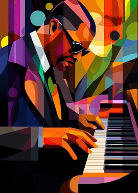 Jazz Pianist in Cubist Style