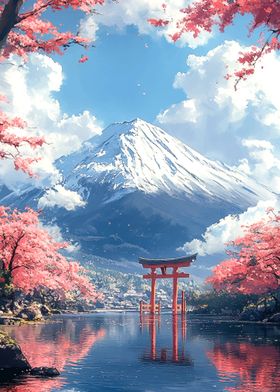 Torii Gate Fuji Japan