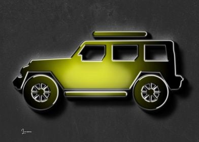 Yellow Jeep Silhouette