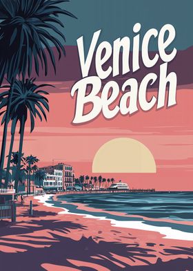 Venice Beach Sunset Poster