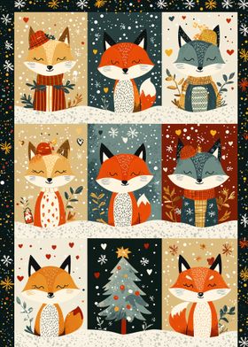 Christmas Foxes Pattern