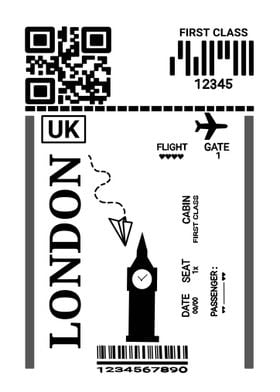 London Flight Boarding Pass