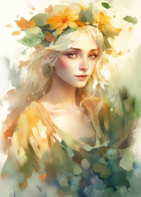 Blond Woman with Flower Crown