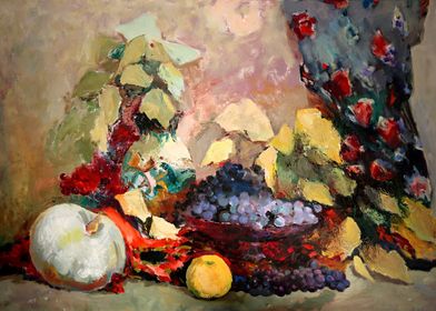 Still Life with Grapes and Pumpkin