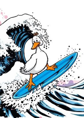 Duck Surfing Giant Wave