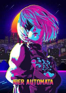 Nier Automata 2B Retro Art