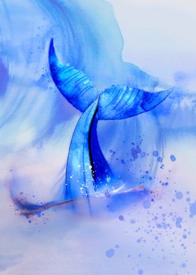 Whale Tail Watercolor