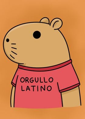 Capybara with 'Orgullo Latino' Shirt