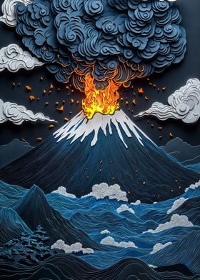 Volcano Eruption Paper Art