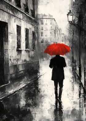 Red Umbrella in Paris