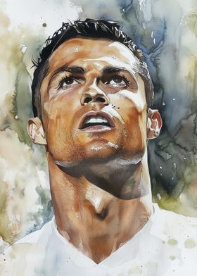 Cristiano Ronaldo Watercolor Portrait