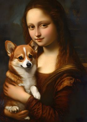 Mona Lisa with Corgi