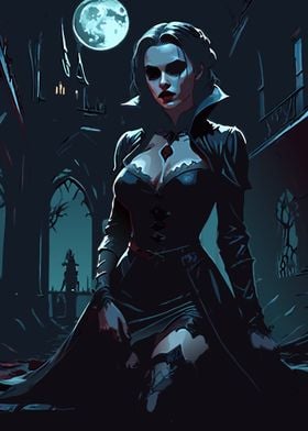 Vampire Woman in Gothic Setting