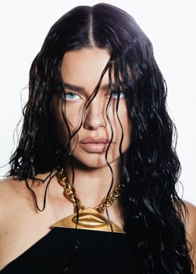 Adriana Lima with Wet Hair and Lip Necklace