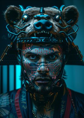 Cyberpunk Samurai Bear Mas