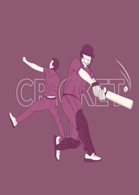 Cricket Action Illustration