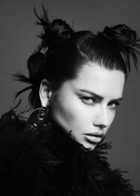 Adriana Lima with Feathered Collar