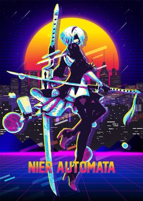 Nier Automata Retro Art