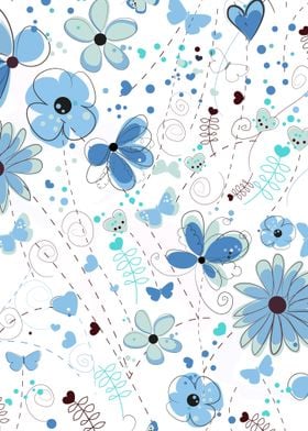 Abstract blue flower