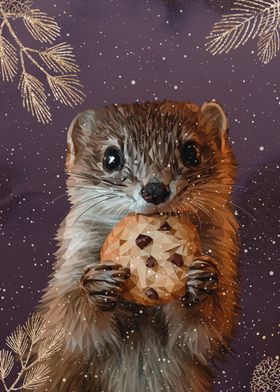 Cute Weasel with Cookie