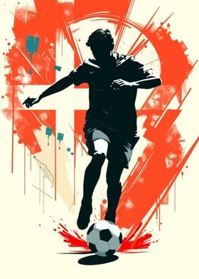 Denmark Soccer Player Silhouette