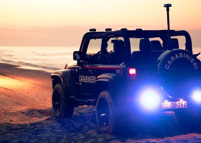 Carabinieri Jeep on Beach