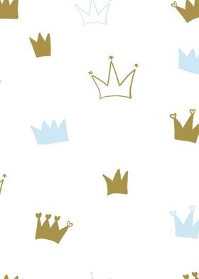 Gold and Blue Crowns Pattern