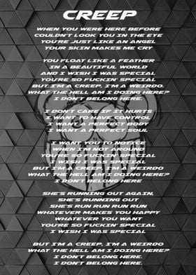 Radio Head Creep Lyrics Poster