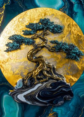 Gold Bonsai Tree Art