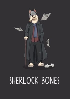 Sherlock Bones Dog Illustration