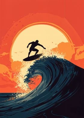 Surfer Silhouette Sunset