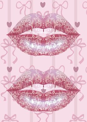 Dollette Lips with Pink Bows Background