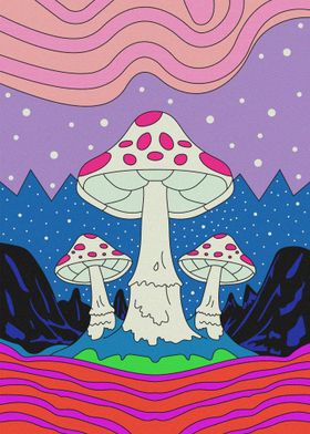 Psychedelic Mushroom Landscape 