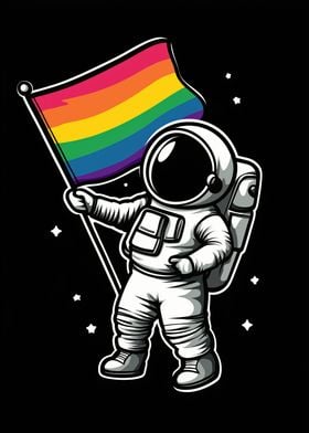 Astronaut with Pride Flag