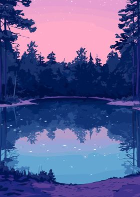 Forest Lake at Dusk