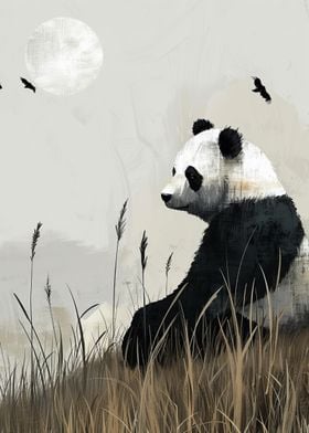 Panda in Tall Grass