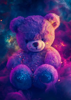 Purple Teddy Bear in Space