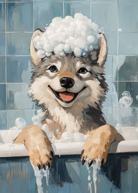 Wolf in a Bubble Bath