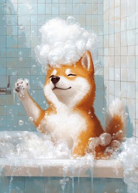 Shiba Inu Bath Time