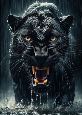 Black Panther in Rain