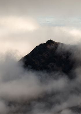 Mountain Peak in Clouds