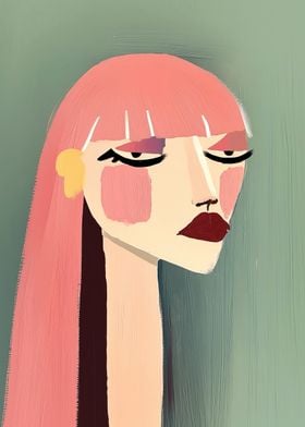 Pink Hair Woman Portrait