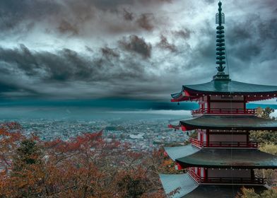 Chureito Pagoda in Fujiyoshida, Japan