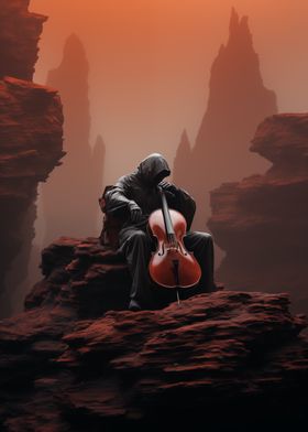 Cello Player in Red Canyon