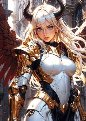 Celestial Warrior Angel in Gilded Armor