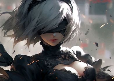 2B Cyberpunk Anime