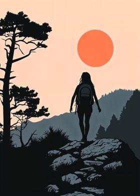 Silhouette of a Hiker