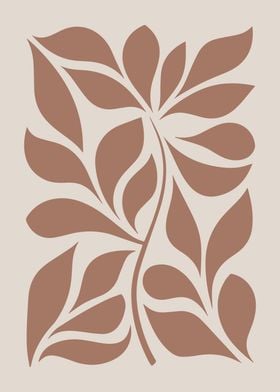 Abstract Botanical in Earthy Mocha Brown