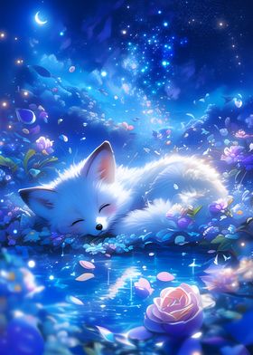 Sleeping Fox in a Dreamy Forest