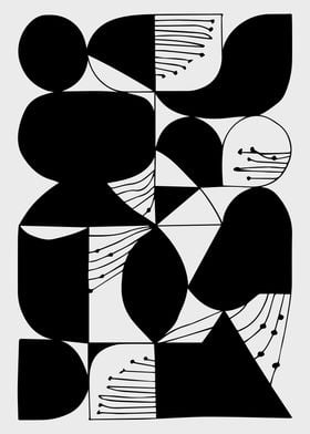 Abstract Geometric Drawing in Black and White